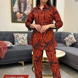 Orange color SWARNA Hevay Rayon co ord set