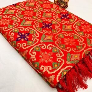 Orange Kamini Pure Soft Banarasi Patola Saree