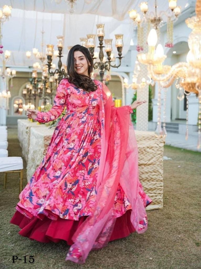 orchid chinon silk pink kurti 1718176298 Orchid Chinon Silk Pink Kurti With Dupatta