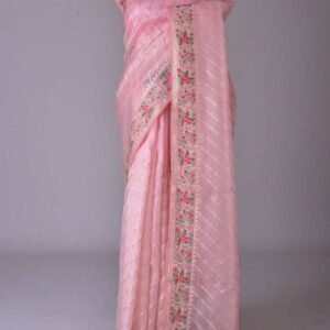 Party Wear Pink Organza Silk Saree