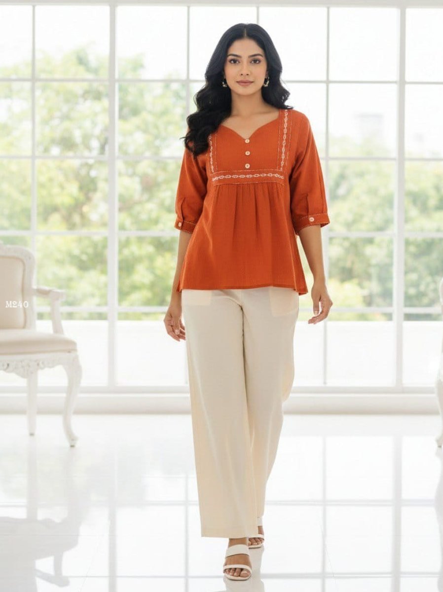 ornage soft cotton regular wea 1776852747 Ornage Soft Cotton Regular Wear Top