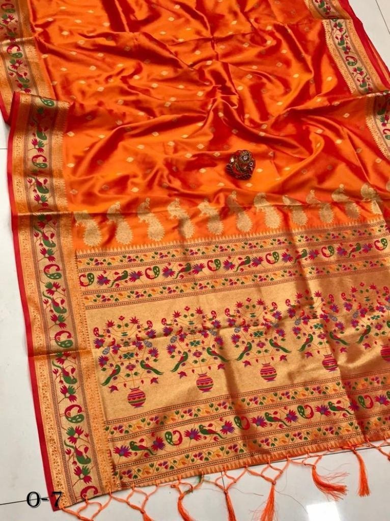our new launching super soft k 1721643524 Our New Launching Super Soft Kasturi Orange Silk Saree With Gold Zari Weaving