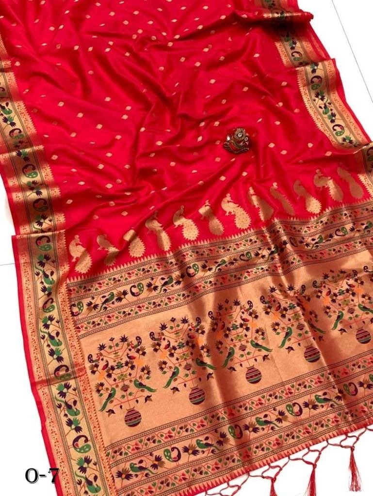 our new launching super soft k 1721643668 New Launching Soft Kasturi Red Silk Saree With Gold Zari Weaving
