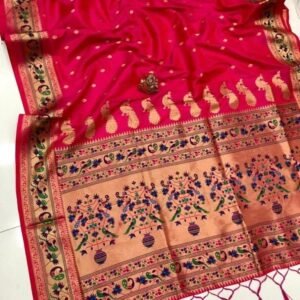 Super Soft Kasturi Rani Pink Silk Saree With Gold Zari Weaving