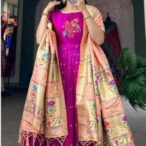 Paithani Silk Festive Wear Purple Gown With Dupatta