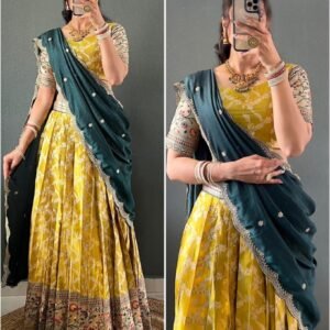 Paithani Style Yellow Colour Lehenga