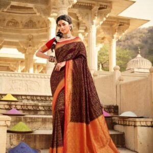 Pankh Brand Brown Exclusive Banarasi Katan Silk Saree
