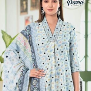 Para Studio Cotton House Designer 3pcs Kurti Set