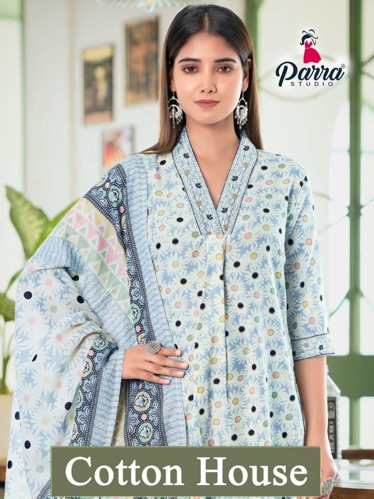 para studio cotton house desig 1712298744 Para Studio Cotton House Designer 3pcs Kurti Set