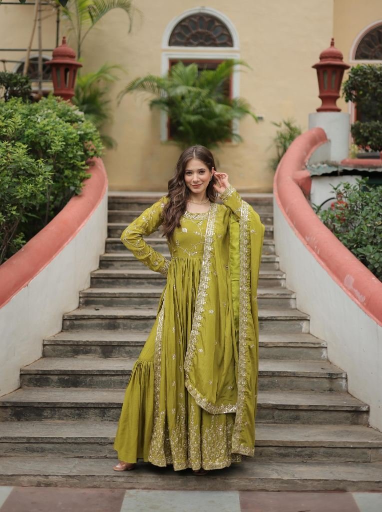 parrot exclusive premium desig 1732021322 Parrot Exclusive Premium Designer Readymade Top Sharara Suits With Fancy Dupatta