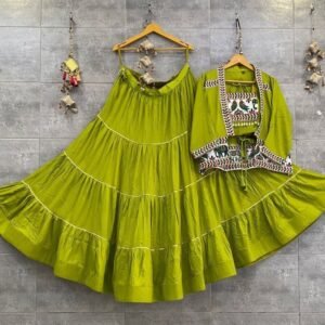Parrot Green Naratri Special Lehenga Choli