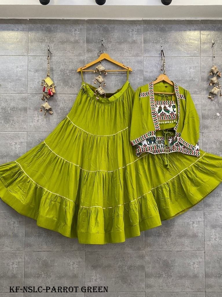 parrot green naratri special l 1717418826 Parrot Green Naratri Special Lehenga Choli