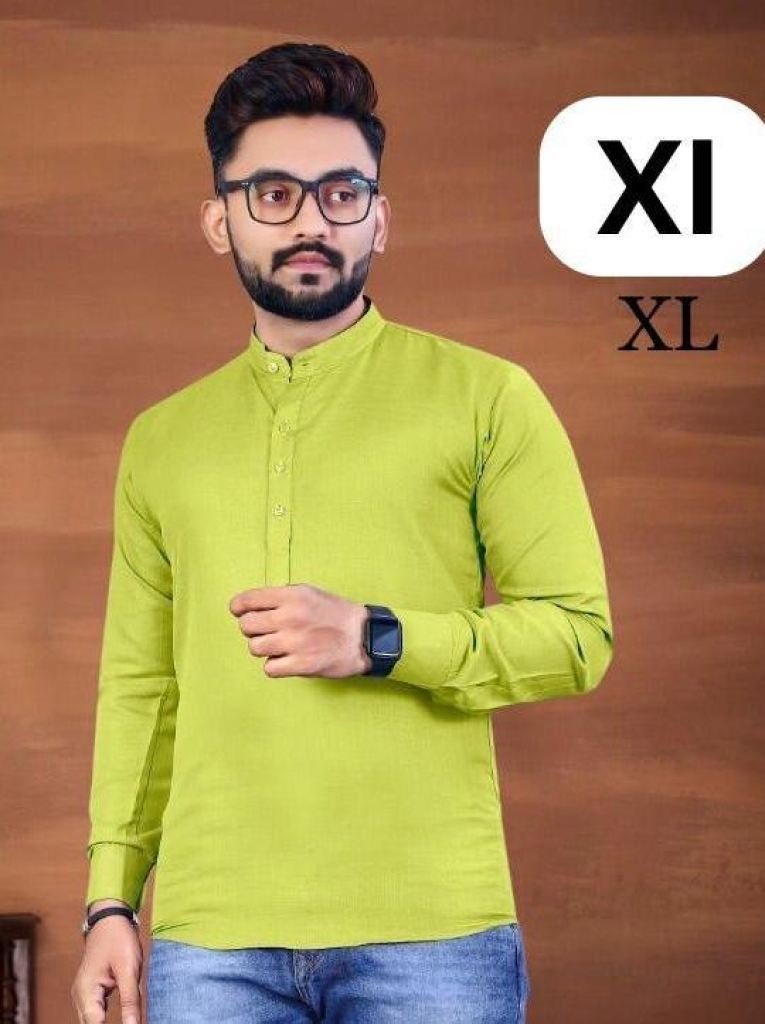 parrot green style mens wear c 1728124437 Parrot Green Style Mens Wear Cotton Short Kurta