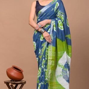 Glamorous Saree Linen Popti Saree With Sibori Print