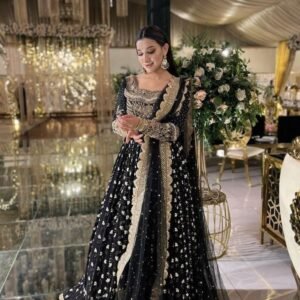 Party Wear Black Embroidered Georgette Anarkali Suits