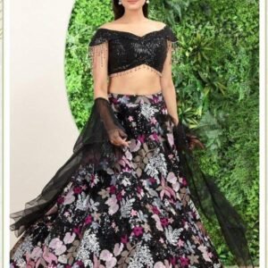 Party Wear Black Georgette Embroidery Sequence Work Lehenga Choli