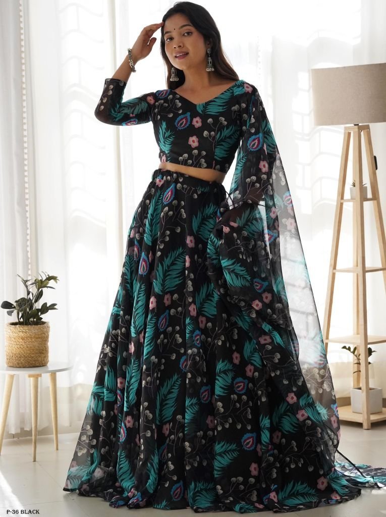 party wear black lehenga choli 1718443389 Party Wear Black Lehenga Choli With Dupatta