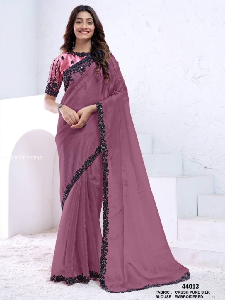 party wear deep purple saree c 1748687992 Party Wear Deep Purple Saree Collection By Mahotsav