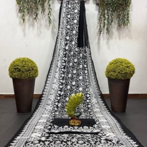 Party Wear Georgette Black Color Saree