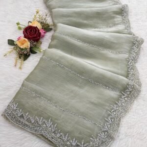 Party Wear Sea Green Zimmy Choo Handwork Saree