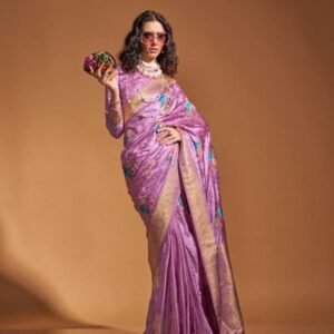 Party Wear Khalissi Silk Brand Handloom Weaving Satin Silk Saree