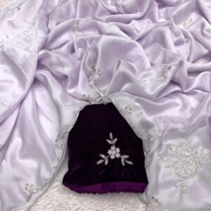 Party Wear Lovender Handwork Soft Organza Saree