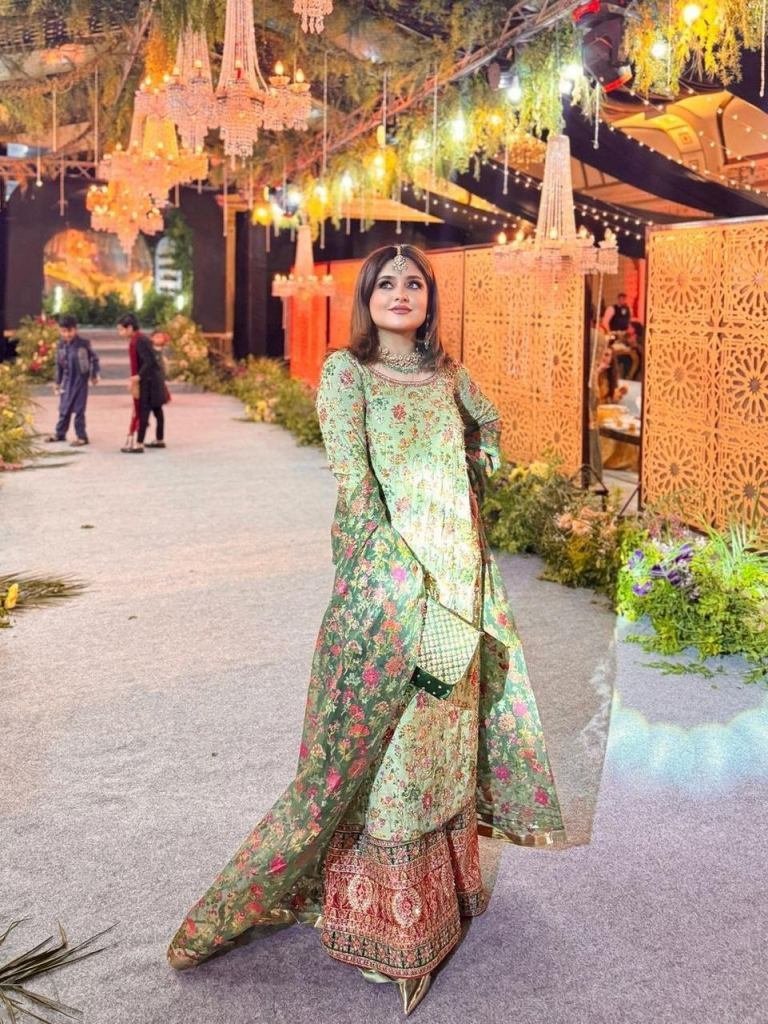 party wear luxury look multy w 1735649790 Party Wear Luxury Look Multy Work Georgette Top And Palazo Set
