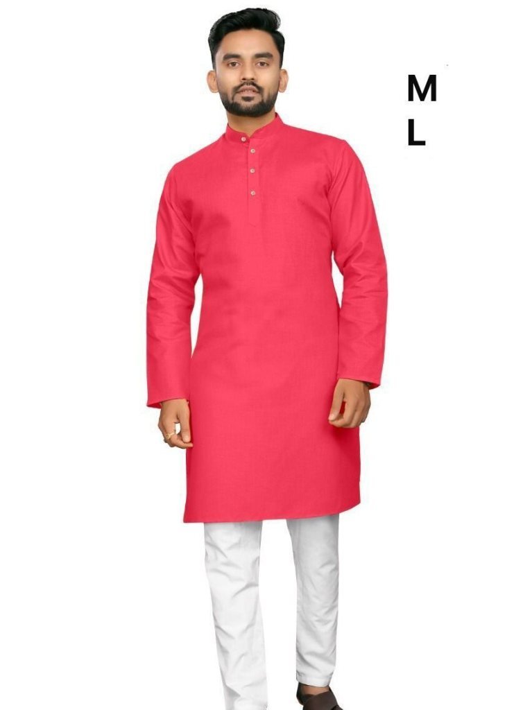 party wear pink plain cotton k 1727785480 Party Wear Pink Plain Cotton Kurta And Pyjama