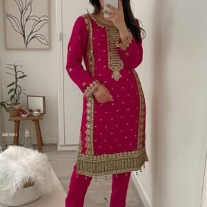 Party Wear Pink Readymade Palazzo Suit