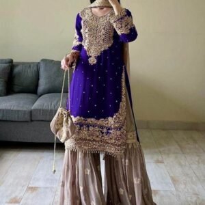 Party Wear Purple Sharara Suit