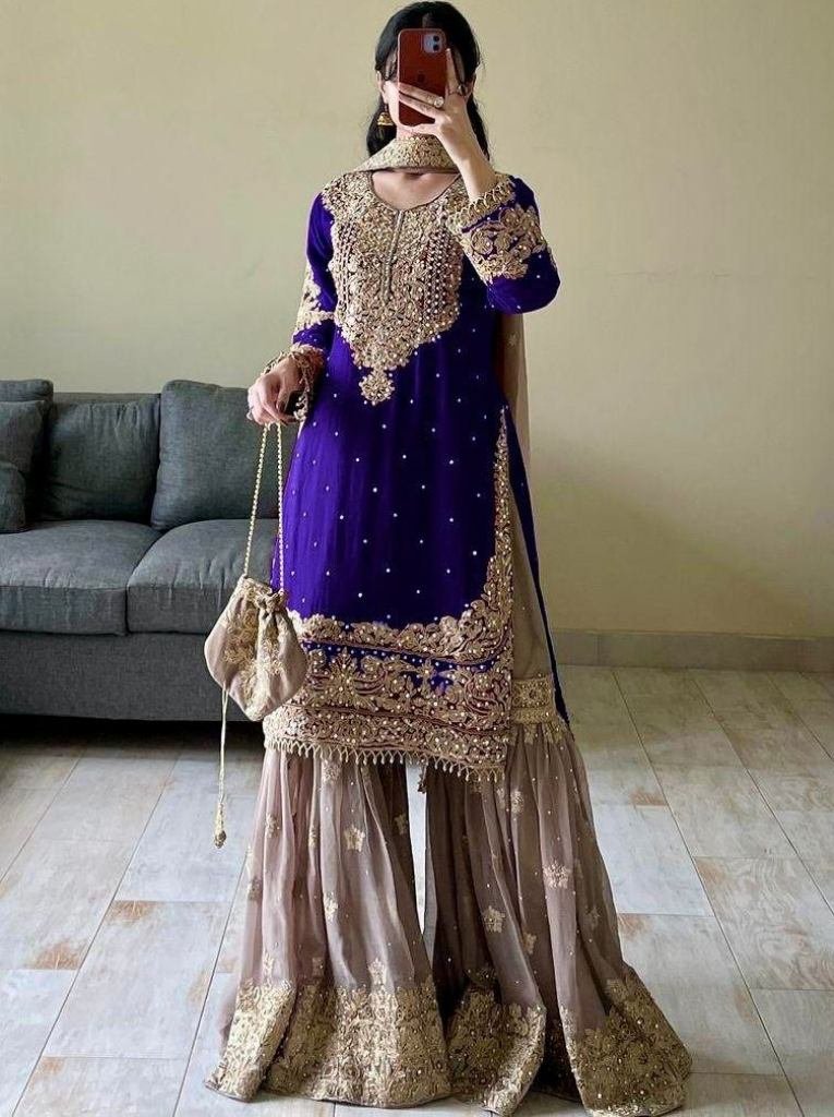 party wear purple sharara suit 1732702482 Party Wear Purple Sharara Suit