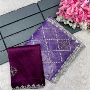 Party Wear Purple Soft Gold Crush Saree