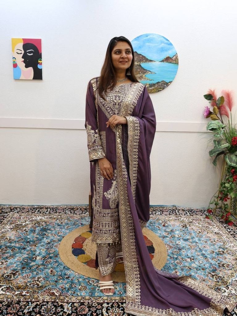 party wear readymade chinon si 1734598488 Party Wear readymade Chinon Silk Pakistani Suits