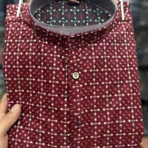 Party Wear Silk Red Kurta And Pyjama