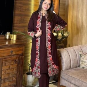Party Wear Wine Color Rayon Suit Set
