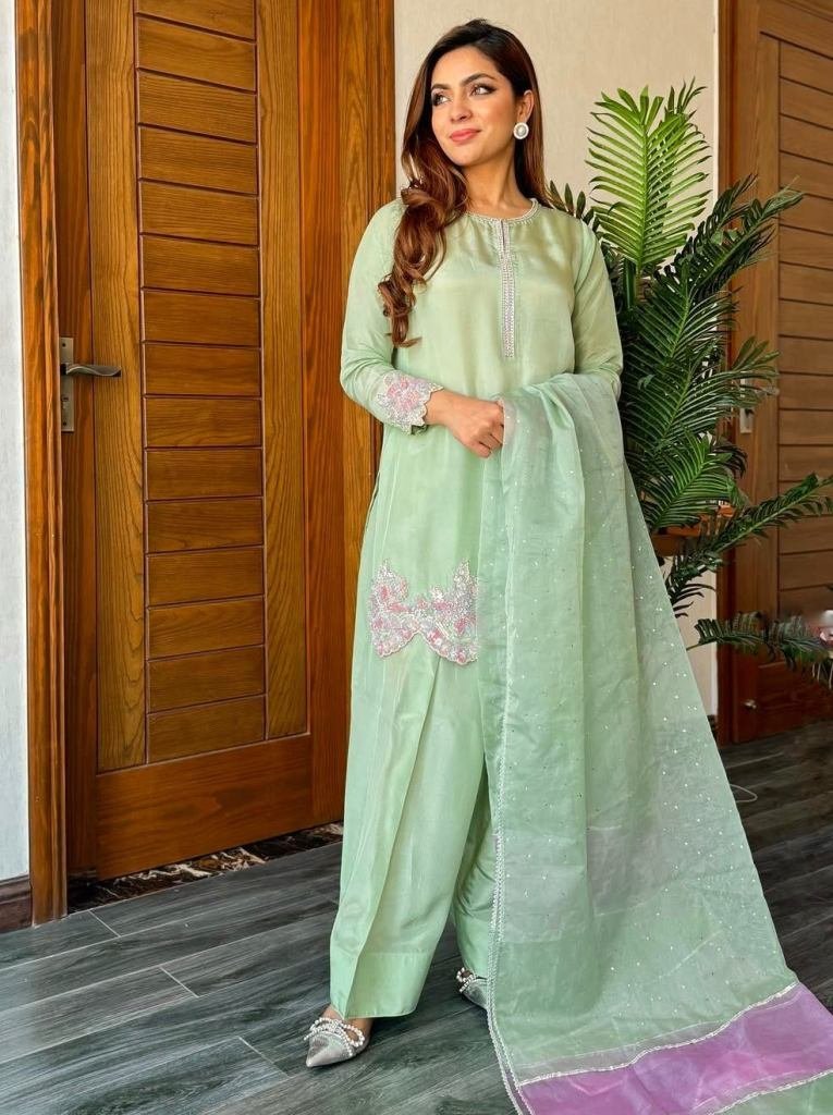 pastel green embroidered suit 1755514241 Pastel Green Embroidered Suit Set