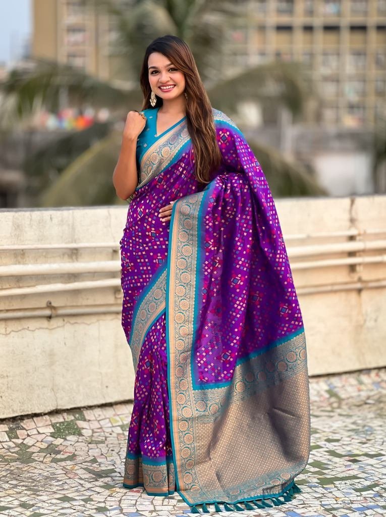 patola silk sarees with meenak 1748863719 Patola Silk Sarees With Meenakari Ikkat Designs