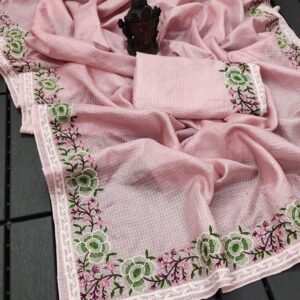 Peach Designer Pure Soft Kota Doriya Saree