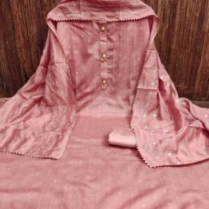 Peach Model Chanderi Buti Dress Material