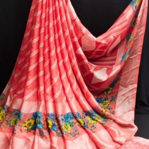 Peach Pure Moss Georgette Sarees