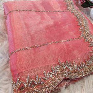 Peach Zimmy Choo Handwork Saree