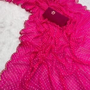 Pink Darbari Leriya Bandhani Print Georgette Saree