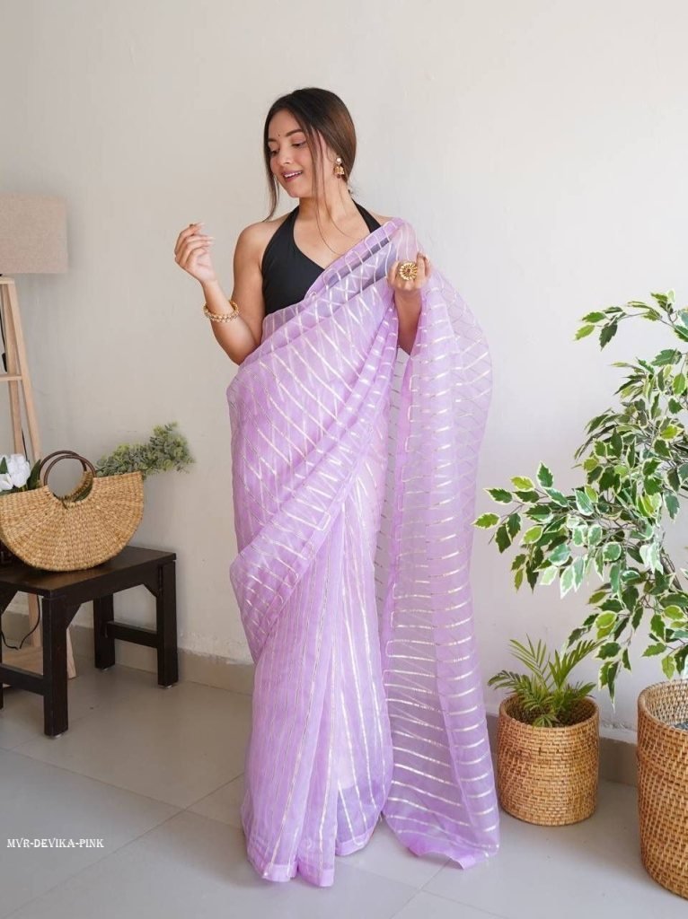 pink devika gota work pure org 1715247073 Purple Devika Gota work Pure Organza Saree