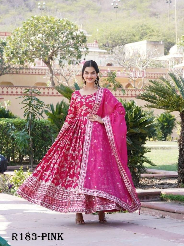 pink embroidered viscose stitc 1721446917 Pink Embroidered Viscose Stitched Gown With Sequence Work