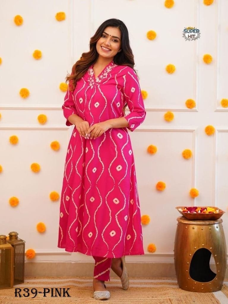 pink fancy neck work rayon cot 1718011900 Pink Fancy Neck Work Rayon Cotton Kurtis