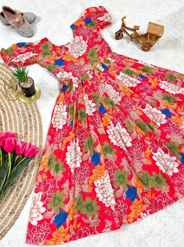pink floral printed multi colo 1748777986 Pink Floral Printed Multi Color Kids Frock