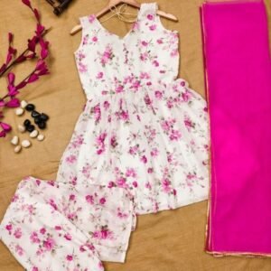 Pink Fox Georgette Floral Sharara Set