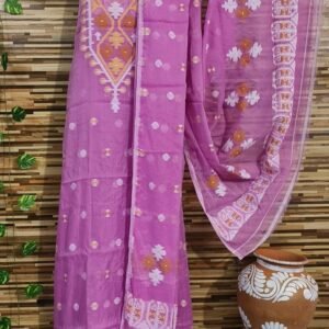 Pink Latest Dhakai Jamdani Two Piece Dress Material