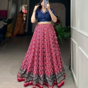 Pink Patola With Foil Print Cotton Lehenga Co ord Set