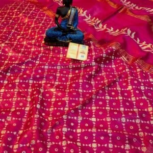 Pink Screen Printed Original Tussar Ghicha Silk Saree 18